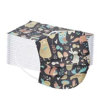 

50pc Kid Protective Masks Tie-dye Squirrel Printed Mouth Mask Masc Three-layer Dust-proof Disposable Mask Face Cover Mascarillas