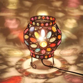 

Turkish Diamond Painting Table Lamp Led Bedside Table Lamps Multi Color Dimming Bohemia Vintage Desk Lamp Child Bedroom Decor