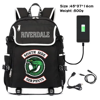 

Riverdale Canvas School Shoulder Bag Cosplay USB Port Backpack Laptop Travel Rucksack Gift