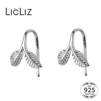 

LicLiz 925 Sterling Silver Simple Leaf Stud Earrings for Women Hook Earring Silver 925 Jewelry Brincos Femme Gifts LE0638