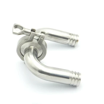 

304 Stainless Steel 45mm OD Hose Barb Sanitary Elbow Pipe Fitting 64mm Feerule OD + 2" Tri Clamp + Silicon Gasket