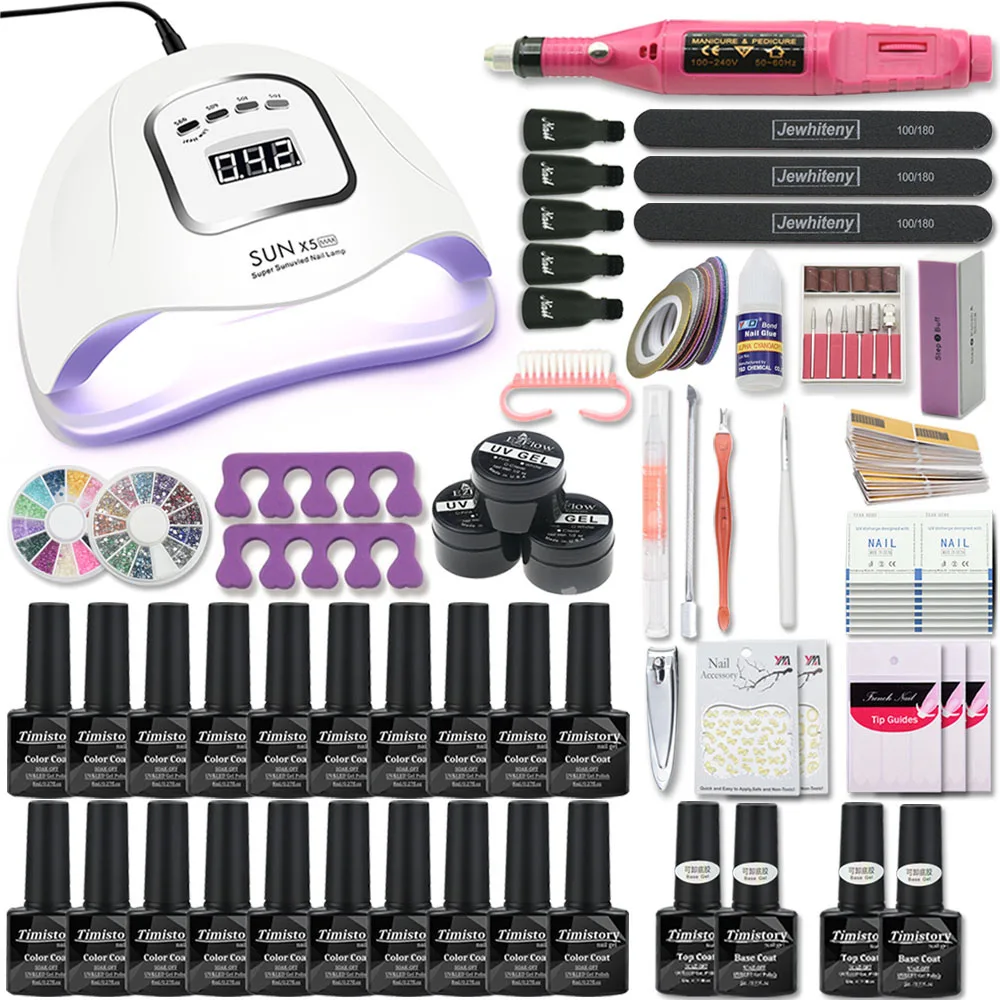 Kaufen Nagel Set LED Nagel Lampe Maniküre Set UV Lampe Kit Für Maniküre 80 54 36W Nagel Gel set Nail art Werkzeuge Set Nagel Datei Top Basis Mantel