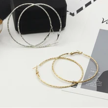 Pendientes redondos coreanos Simple círculo grande declaración pendientes de bambú patrón anillo de oreja de moda joyería de las mujeres envío gratis(China)