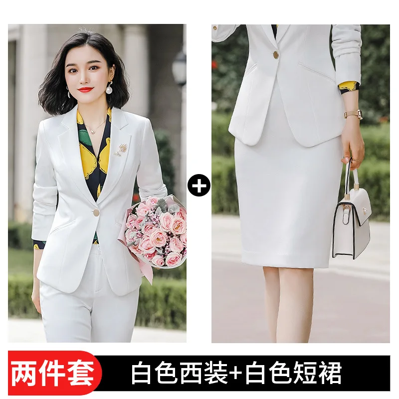 Professional dress girl fall new fashion goddess Van white suit dress interview formal work clothes pantsuit women