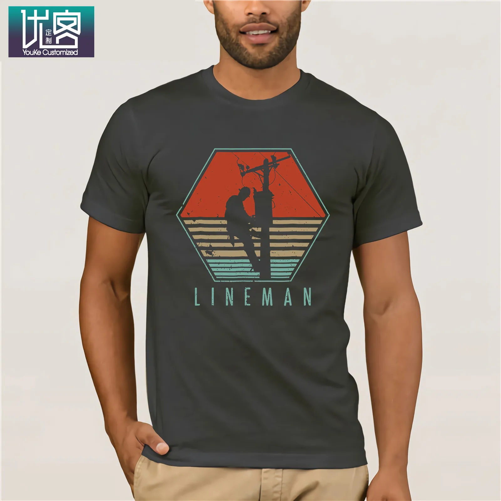 Мужская футболка Lineman, Ретро стиль, подарок электрика, потрясающие Уникальные повседневные футболки с коротким рукавом, одежда из хлопка, футболка