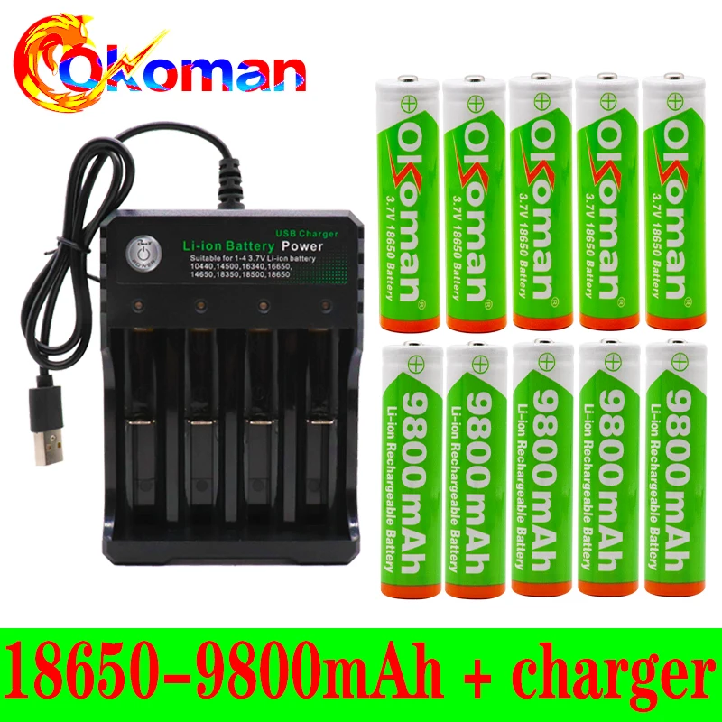 100% Новый оригинальный 9800 3 7 v 9800mah 18650 литиевая аккумуляторная батарея для