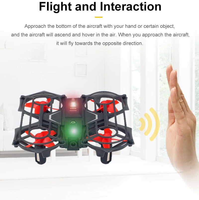 JJRC H74 2,4G 4CH 6 оси интерактивный зондирования Квадрокоптер с дистанционным управлением в муху дистанционного Управление и жест Двухрежимная дрона с дистанционным управлением черного цвета