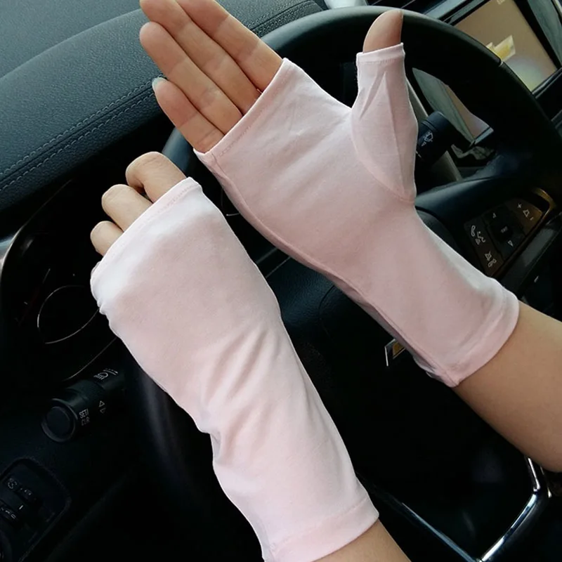 B84 Light Pink Женские Спортивные Перчатки для фитнеса, велоспорта, защита от солнца, сенсорный экран, длинные перчатки для полных пальцев, женские хлопковые модные перчатки для вождения на полпальца, B91 - Цвет: B84 Light Pink