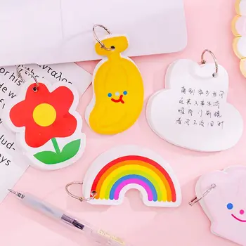 

50 Sheets Cute Flower Cartoon Memo Pad Sticky Notes Student Diary Stationery with Binder Hoop Ring for Student Children Gift C26