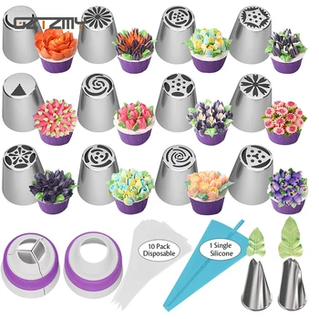 

Cake Decorating Tools 27 Pcs Set Russian Tulip Icing Piping Nozzles Leaf Pastry Tips Pastry Bags for Kitchen Baking Confeitaria