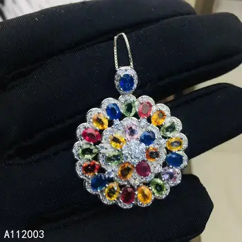 شراءKJJEAXCMY غرامة مجوهرات 925 فضة مطعمة الطبيعية الملونة الياقوت قلادة قلادة الإناث شعبية دعم الكشف