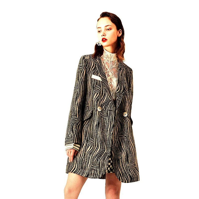 

EELMOOR 2019AW tiger-skin pattern wool coat suit