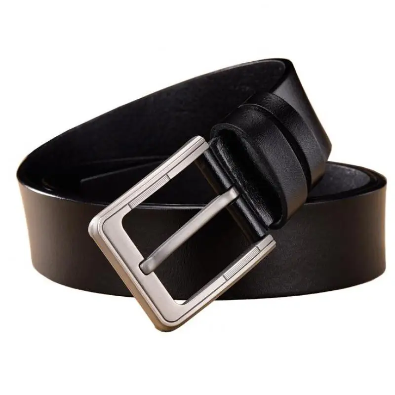 

New luxury men's belt business leather belt men's simple pin buckle pure cowhide belt retro atmosphere wide belt