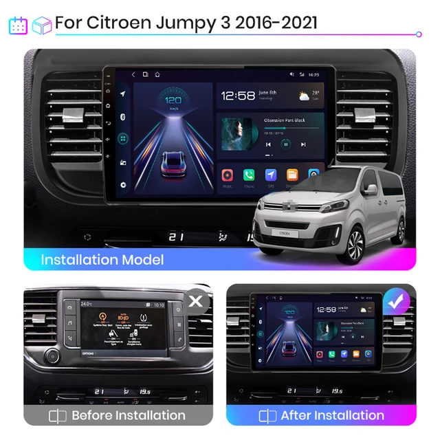 Junsun – autoradio multimédia V1 pro, Android, 2 din, avec navigation GPS, Carplay, dvd, navigation GPS, pour voiture citroën Jumpy 3, spetourer -2