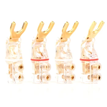 

4Pcs Pure Copper Y Shape Speaker o Jack Plugs Screwing Banana Plug Connector Connectors