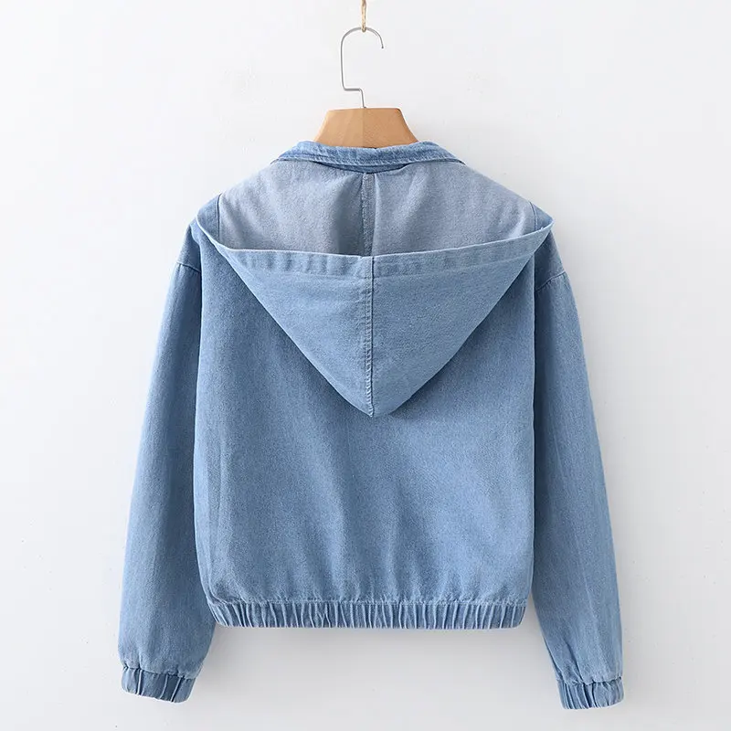 Fall And Winter Clothes Korean-style Popular Versitile Fashion Big Hat Loose Version of WOMEN'S Denim Jacket Coat Wwt68118