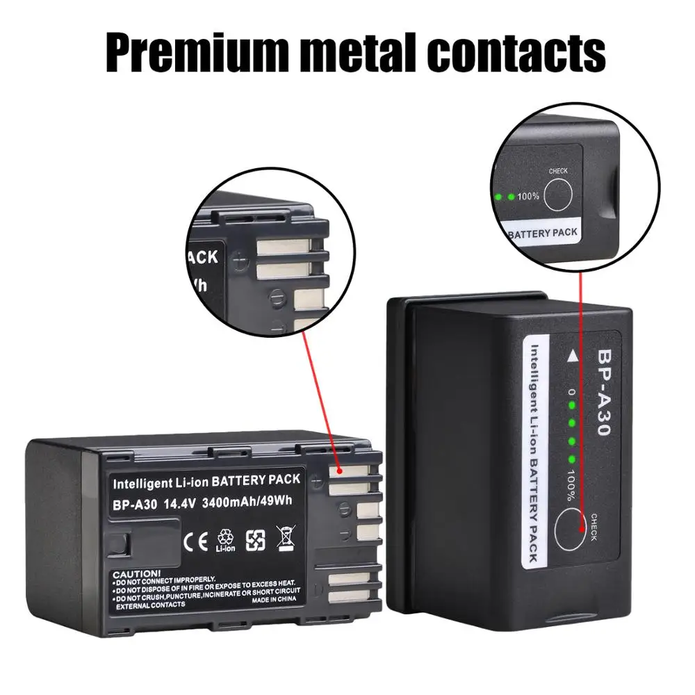 Bateria para Canon Bp-a30 Bp-a90 Eos C200 C200b C220b C300 mk ii 4pcs 14.4v 3400mah Bp-a60 Bpa30 - Image 5