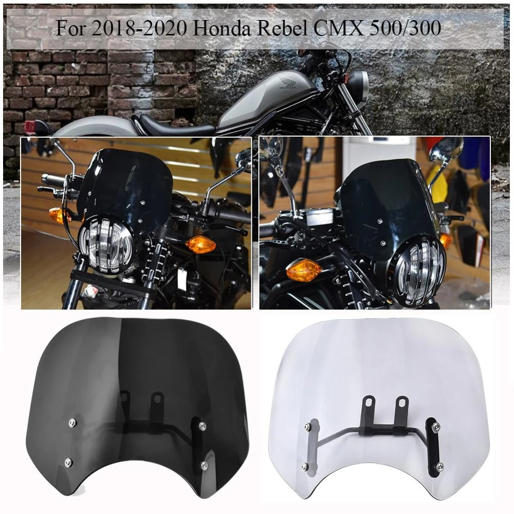 Motorcycle Windscreen Windshield Deflector Fly Screen For 18 21 Honda Rebel Cmx 500 300 Cmx500 300 Motor Accessories Aliexpress