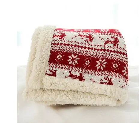 Рождественское вязаное одеяло из толстой овечьей кожи, теплое большое пледовое одеяло в клетку, детское одеяло, пушистое одеяло для дивана, постельные принадлежности, покрывало s - Цвет: Черный