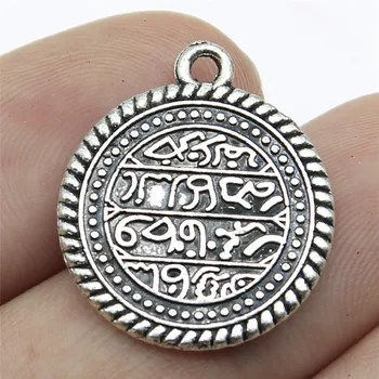 

WYSIWYG 10pcs 19mm Pendant Jewish Kabbalah Plates Jewish Charm For Jewelry Making Antique Silver Color Kabbalah Pendants