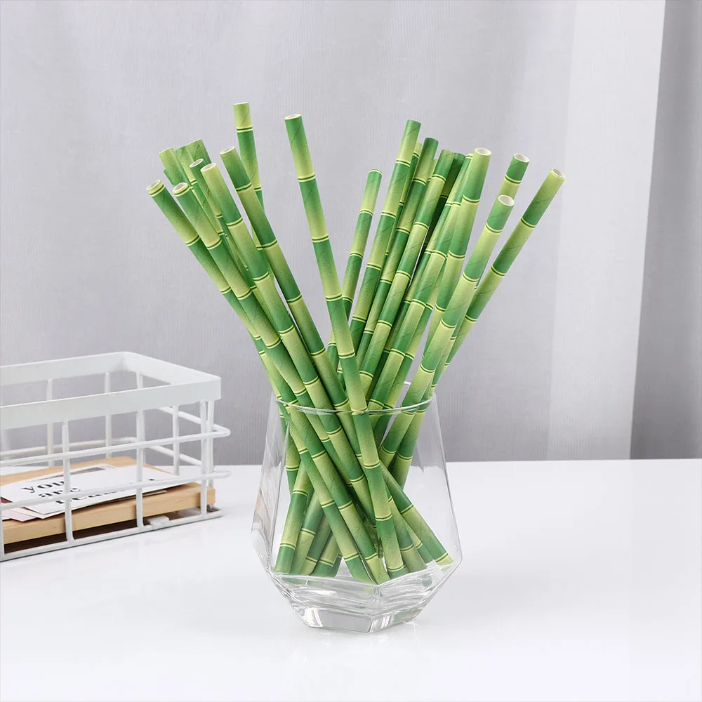 

25Pcs Creative Bamboo Shaped Paper Straws Wedding Birthday Prom Disposable Tableware Decoration Gift Party Event Supplies