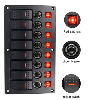 

8 Gang Switch Panel For Car RV Marine Boat Yacht Accessories Toggle Panel Single Light Switch With Circuit Breakers