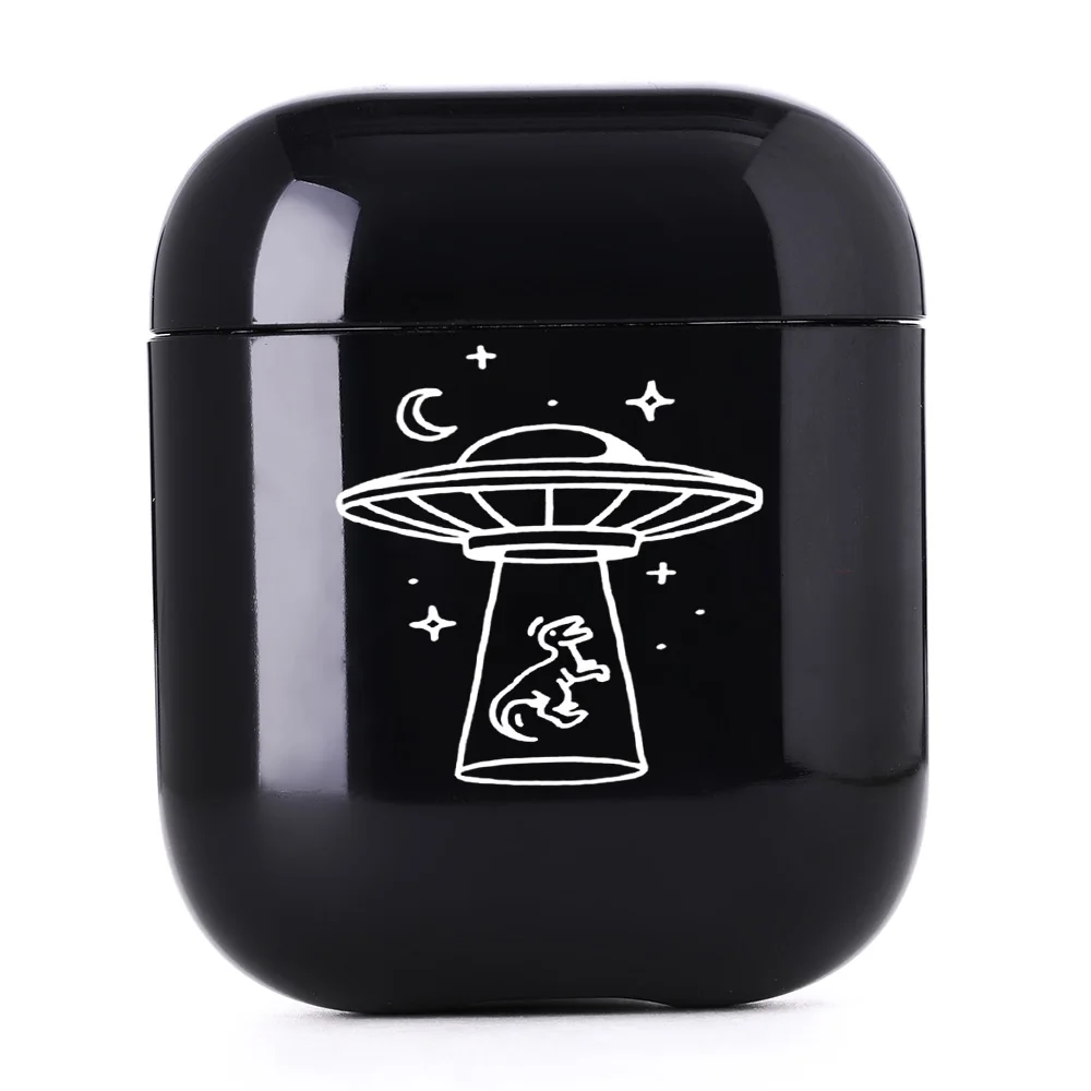 I01187S Роскошный кейс для bluetooth-гарнитуры для Airpods 2/1 черный наушник аксессуары жесткий Airpods чехол UFO pick up пиццы звезды Планеты - Цвет: I01187S