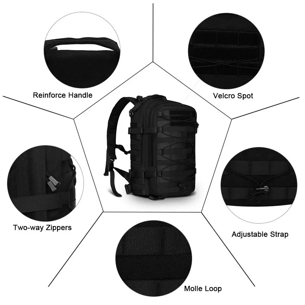 Najtaniej AIRSOFTPEAK Tactical plecak do wspinaczki Molle torba wojskowa 24L Nylon na zewnątrz torby sportowe podróży Camping piesze wycieczki plecak myśliwski 5.11 kopia