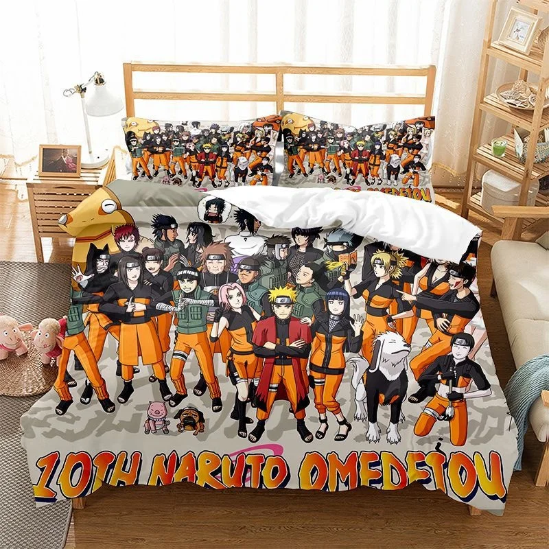 Ninja Uzumaki Uchiha Narutoes Bedding Set Duvet Cover Quilt Cover Pillowcase Double Queen King Size Kids Bedroom Home Textile