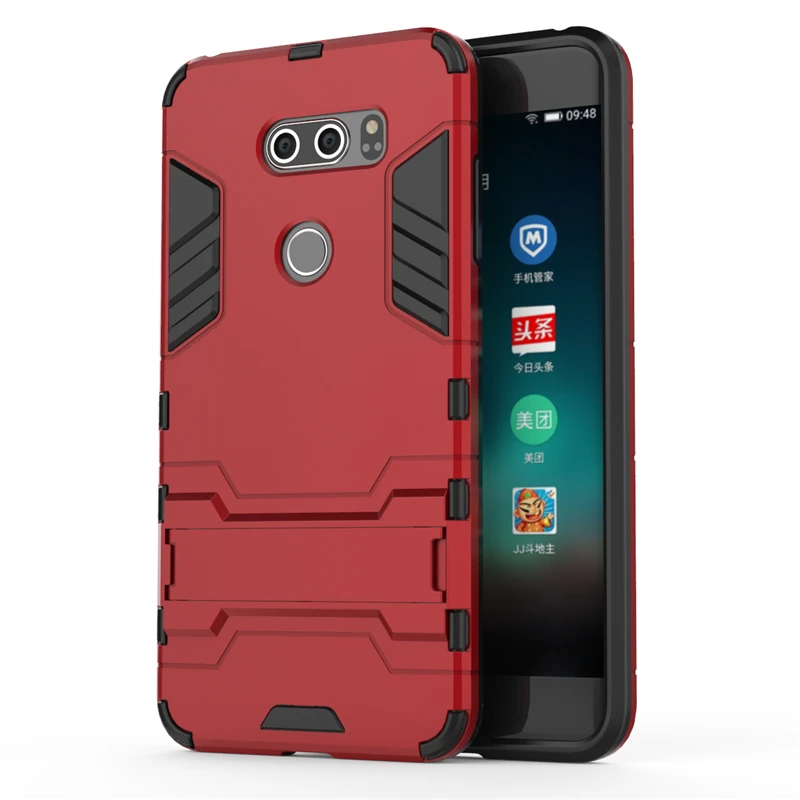 Red Защитный противоударный жесткий чехол yuhashi с подставкой для LG V30, защитный чехол с держателем для задней панели телефона, чехол-Бампер для LG V30 - Цвет: Red