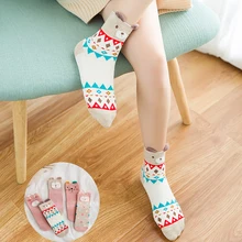 HKTY/популярные женские хлопчатобумажные носки с объемным рисунком в стиле Харадзюку; модные милые женские носки с героями мультфильмов; забавные носки для девочек с забавным рисунком