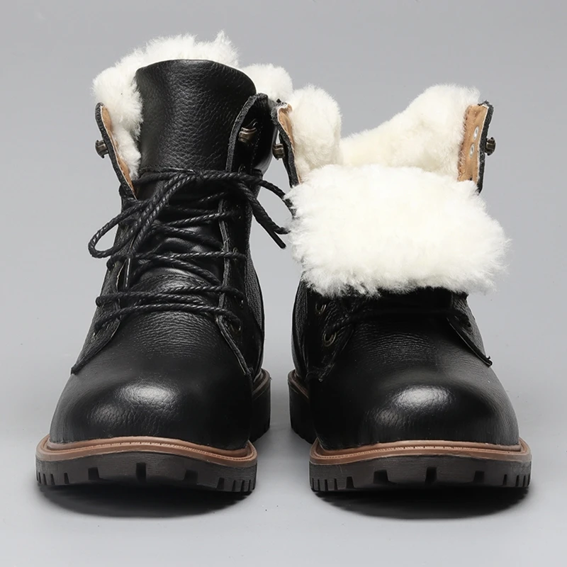 Мужские зимние ботинки из натуральной коровьей кожи, 39 47 дюймов|Зимние сапоги| | АлиЭкспресс