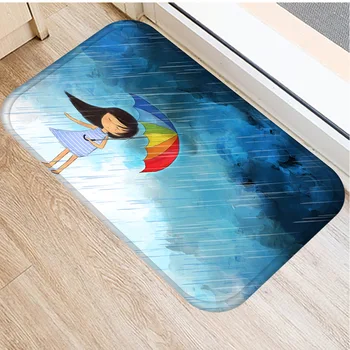 

40x60cm Cute Diy Print Floor Mat Bathroom Ground Mat Slip Door Bath Pad Rug Living Room Carpet Moon Kawaii