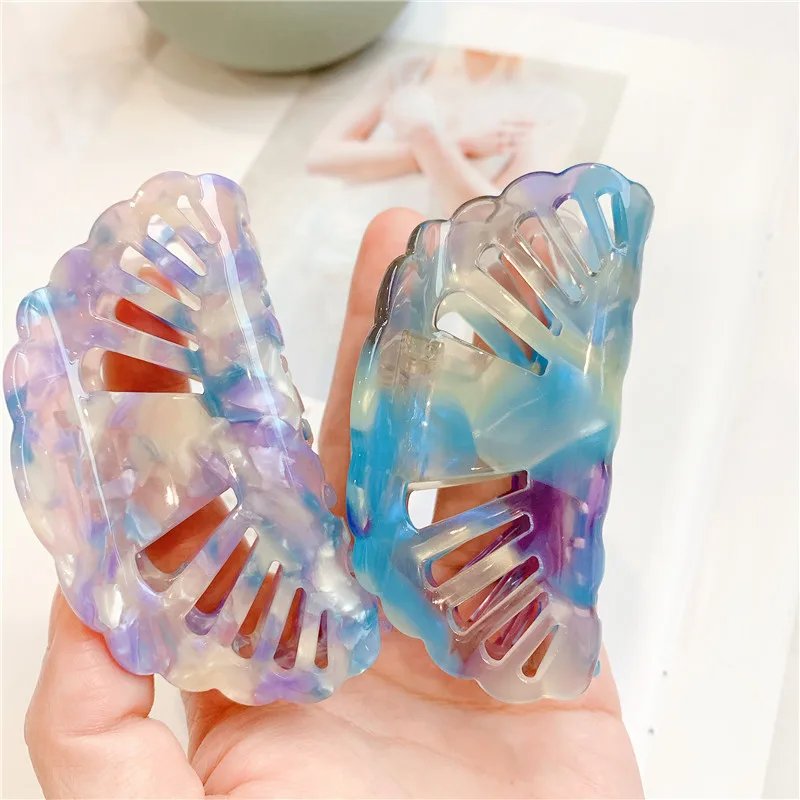 Acetate Big Hair Claw Clips shell-shaped Dazzling Crab Barrette Clips Women Girls Ponytail Holder Hair Clamp Make Up Accessories diy pet dog tag bone shaped keychain pendant epoxy resin mold label mold make cell phone airbag holder mold