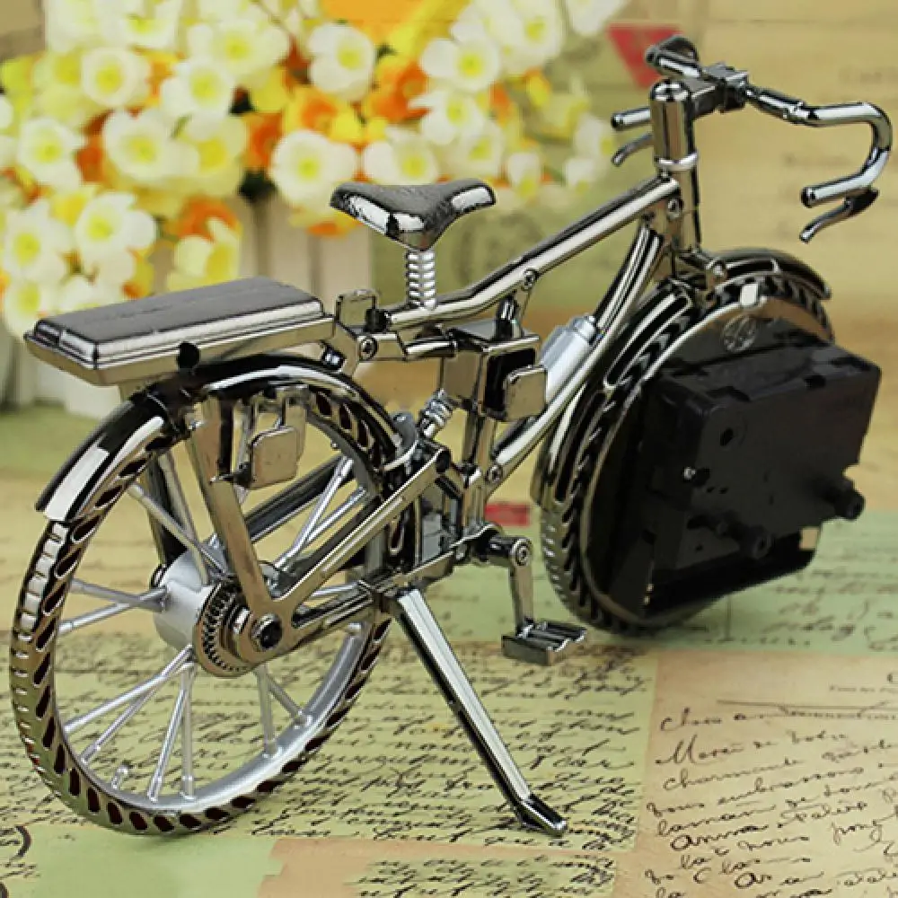 Digital Clock Vintage Decorative Bicycle Arabiced Numeral Bicycle Shape Creative Table Clock Home Decor