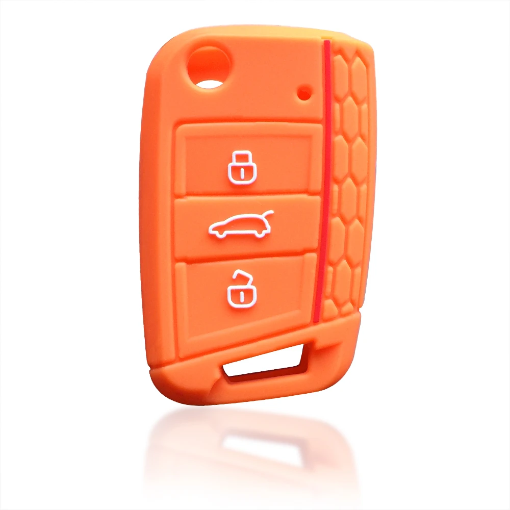 Silicone Key Case For Skoda Octavia A7 KAMIQ Rapid Karoq Fabia Seat Leon Ibiza Ateca VW Polo Golf 7 Tiguan T-Roc T6