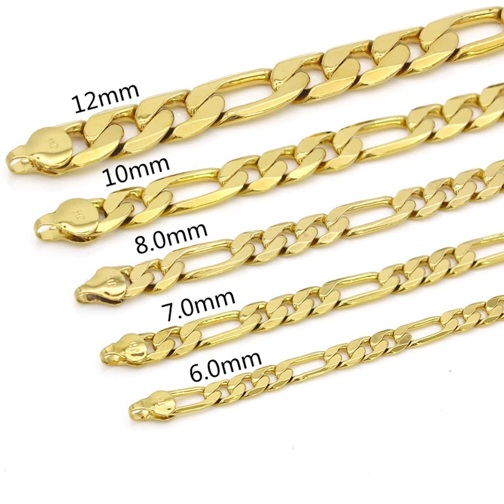

Figaro Chain Necklace For Women Men Collar Clavicle Yellow Gold Filled Classic Fashion Accessories