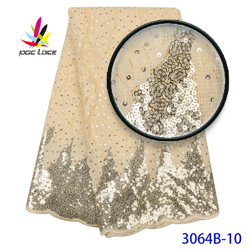 

White Sequined Fabric Lace Embroidered Milk White Wedding Dress Clothing African Nigerian French High Quality 2020 Best Selling