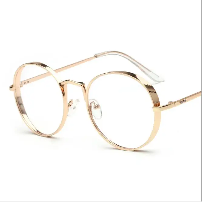 Новое поступление Металлическая оправа очки модные большие круглые толстые сплав прозрачные линзы розовые очки оправы gafas очки ouls L3 - Цвет оправы: gold