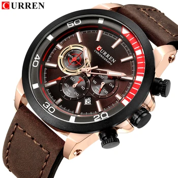 

Mens Watches Top Brand Luxury Curren Quartz Gold Watch Men Casual Leather Military Waterproof Sport Wristwatch Relogio Masculino