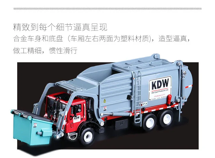 

Cadeve 625040 Alloy Engineering Vehicle Model 1: 24 Material Processing Car Alloy Model Garbage Freight Truck