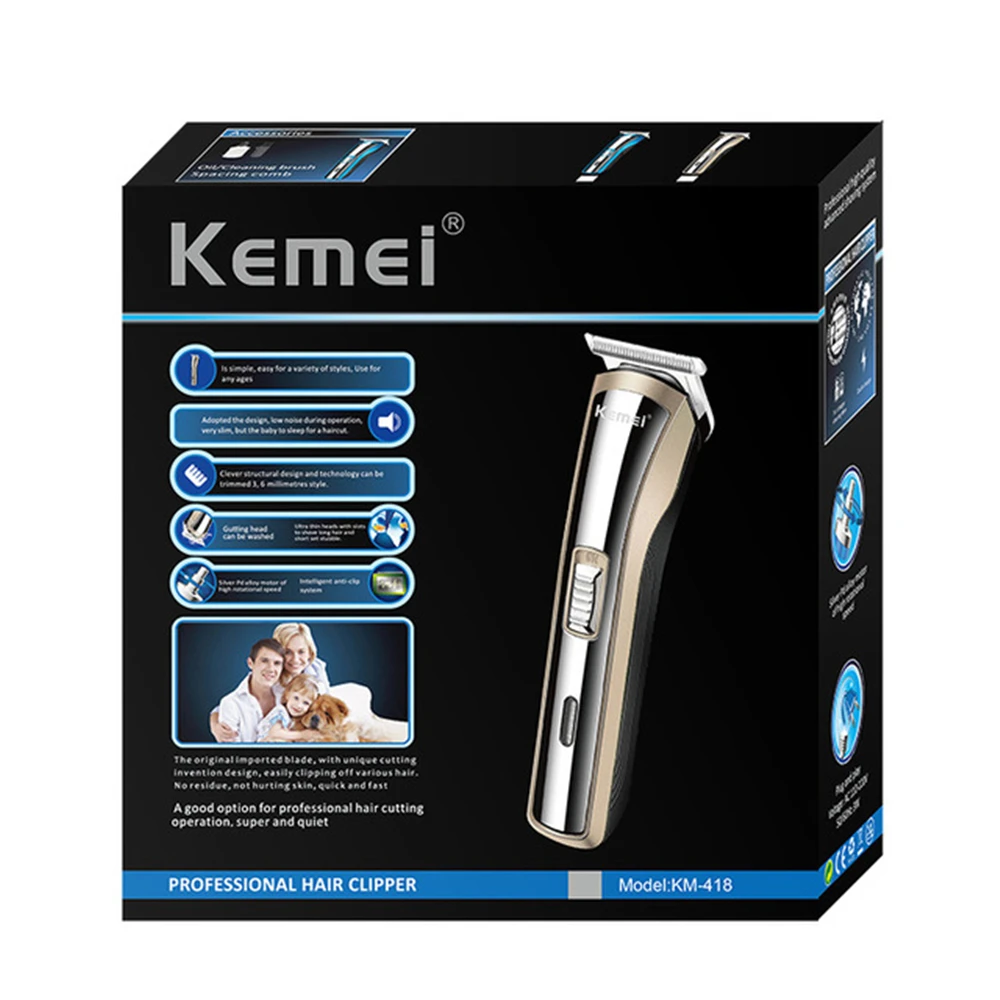 KEMEI портативный Перезаряжаемый триммер для волос мужчин Беспроводная