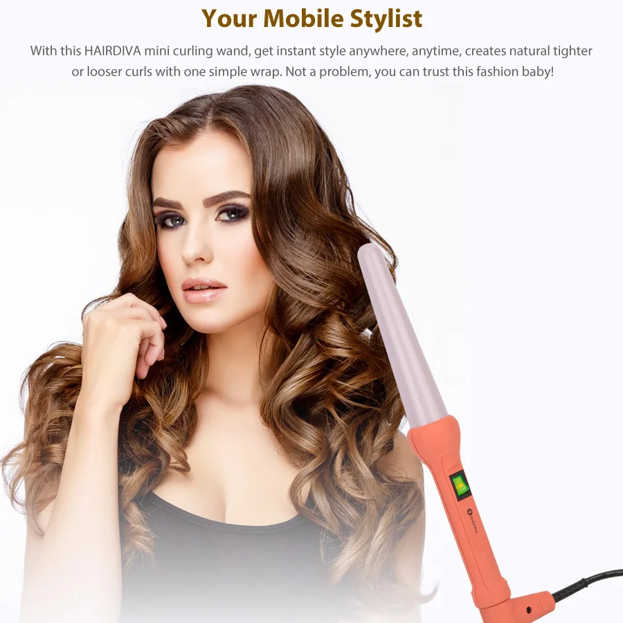 Hairdiva форма конуса бигуди Лучшая цена Щипцы для завивки волос Плойка ceramic tourmaline