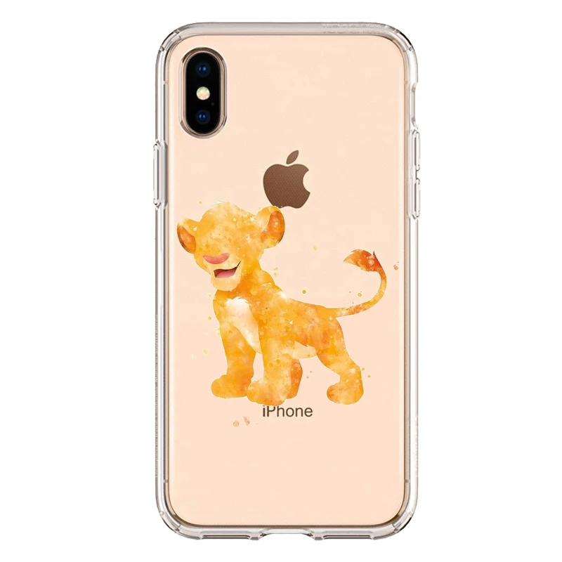 Милый мягкий силиконовый чехол из ТПУ с изображением короля льва Simba для телефона iPhone XS MAX 6 6S 7 8 Plus X XR прозрачный чехол