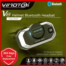 Vimoto versão inglês fácil rider v8 multi-funcional moto bt interfone capacete da motocicleta fone de ouvido bluetooth