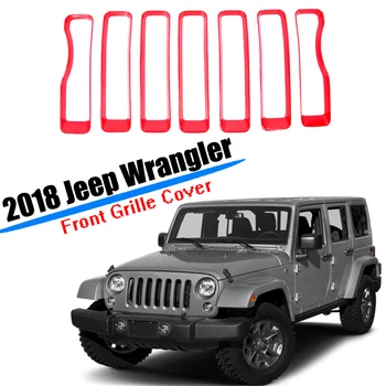 

Car Styling Fit for 2018 2019 Jeep Wrangler JL Front Grille Cover Trim Protection Molding ABS Plastic Red Car Accessories