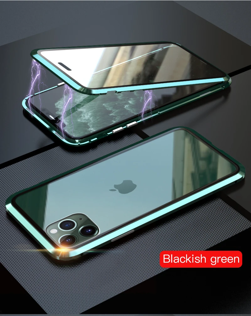 LUPHIE двусторонний стеклянный чехол для телефона для iPhone 11 Pro Max с магнитной адсорбцией металлический бампер чехол для iPhone 11 pro Роскошный чехол
