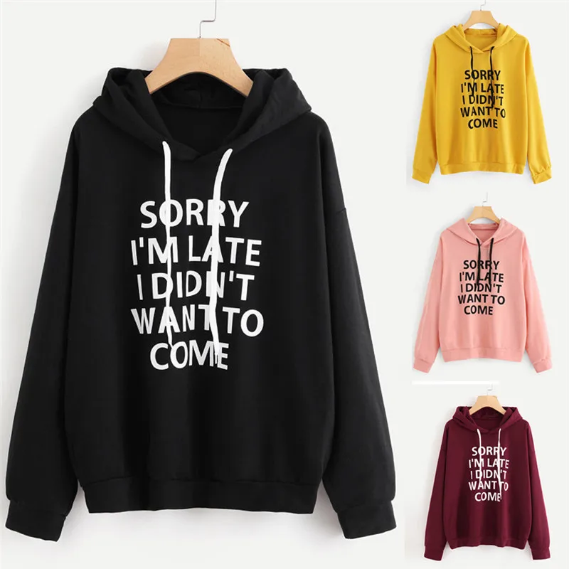JAYCOSIN Fashion Women O-Neck Hoodie Jumper Long Sleeve Letter Print Unique Beautiful Chic Comfortable Pullover Top |