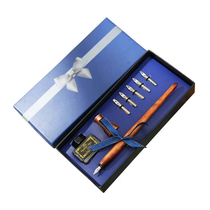 

1PCS Retro Flower Body Dipped In Fountain Pen British Calligraphy Cartoon Glass Dipped In Fountain Pens Stationery