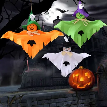 

Besegad 3pcs Halloween Ghost Hanging Props Windsock Pendant Ornaments for Outdoor Indoor House Garden Bar Party Decorations